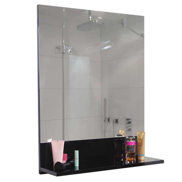 Moderner Wandspiegel mit Ablage HWC-B19, Badspiegel Badezimmer 75x60cm 🌟 Schwarz