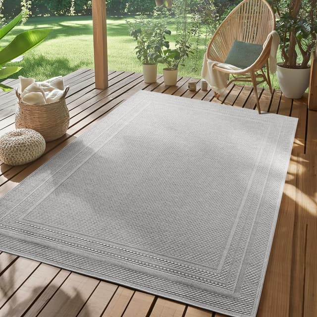 SIMPEX Outdoor Teppich Wetterfest Grau 240x340 cm - Angebot!