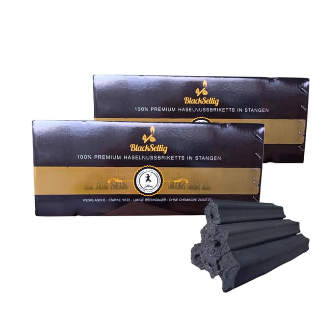 Blacksellig Haselnussbriketts 16kg – Reiner Naturbrennstoff aus der Türkei