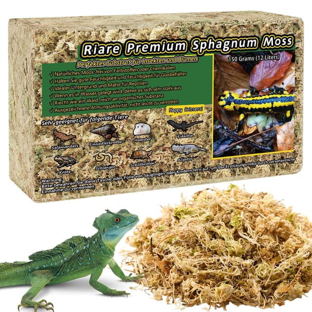 🦎🌿 Riare 150g Prämie Sphagnum Moss für Reptilien Natürlich Terrarienmoos Ziegel 🌿🦎