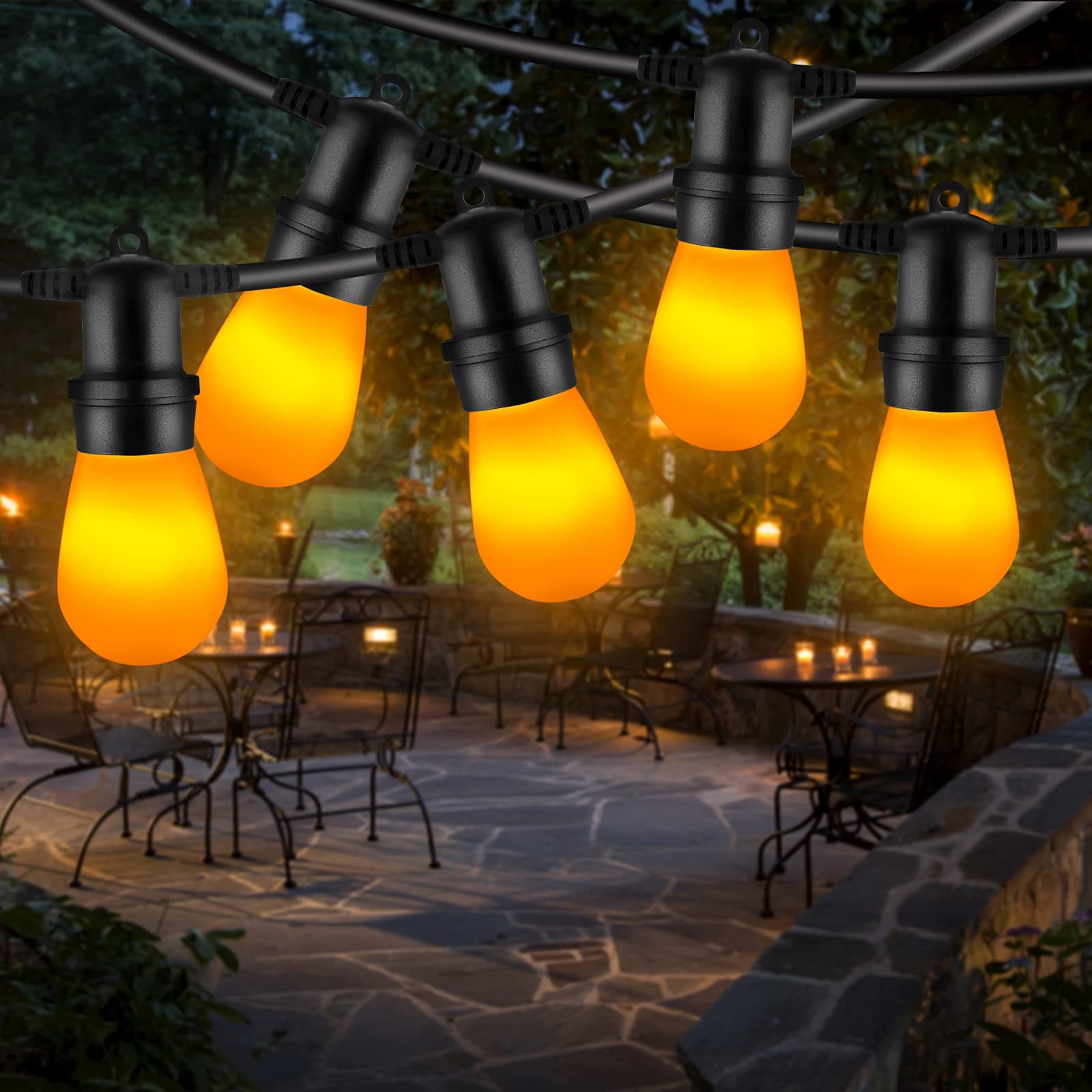 Qxmcov Lichterkette Außen 🌟 14.63M Lichterkette Glühbirnen Außen mit 15 LED S14 Birnen