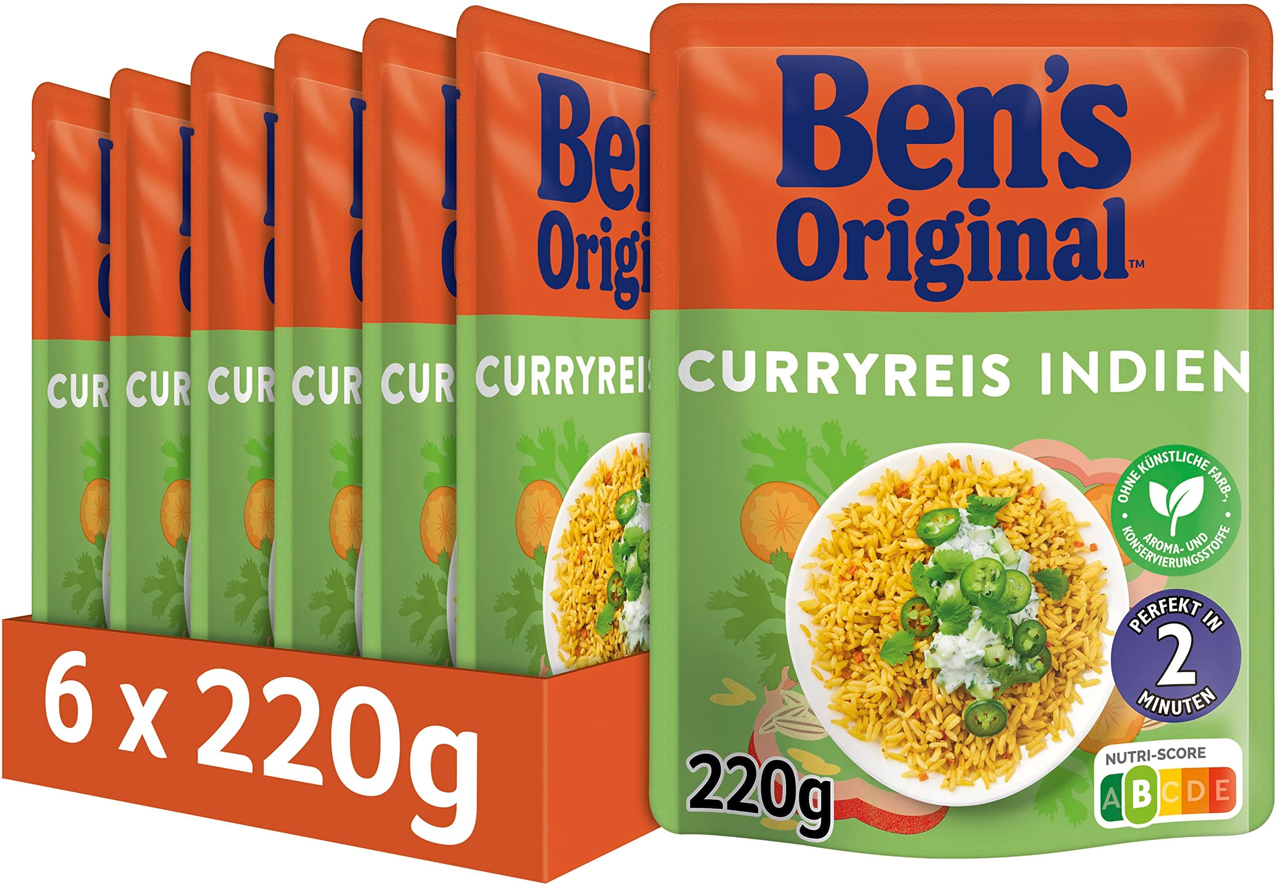 🍛 BEN'S ORIGINAL™ Express Reis Curry 6 x 220g 🍚 (6er Pack) Curryreis-Angebot!