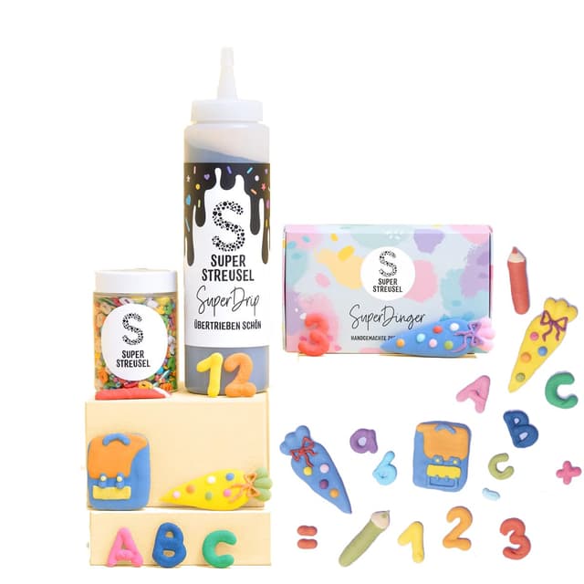 🎉 Super Streusel EinschulungsSet - Backdeko für die Einschulung 🍰