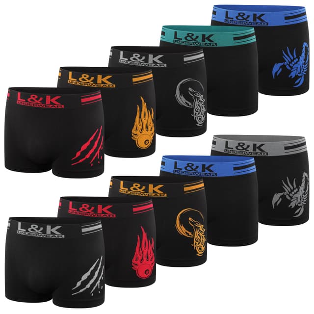 L&K Herren Boxershorts Unterwäsche Microfaser gemischt 10er Pack XL-XXL 🩲🌈
