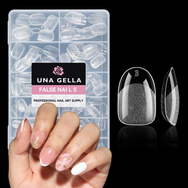 UNA GELLA Kurze Ovale Nail Tips - 216 Stück - 12 Größen - Nageltips für Gelnägel
