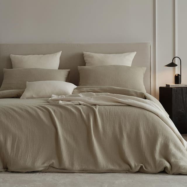 Sedefen Doppelte Musselin Bettwäsche 135x200 4teilig Baumwolle,Beige Bettwäsche Sets ÖKO-TEX Bettwäsche 🛌
