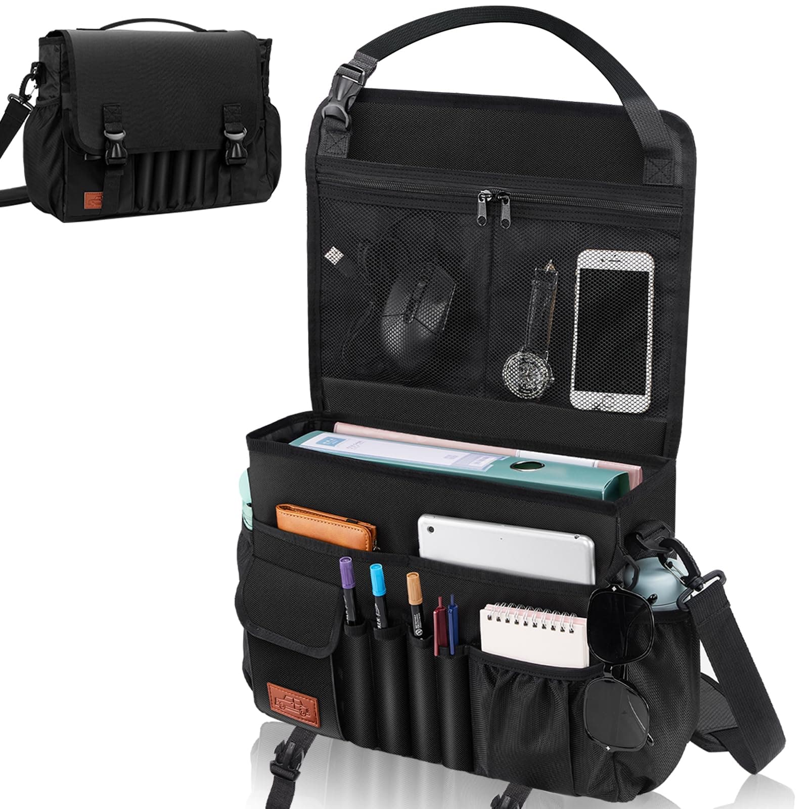 🚗 Eurhomewit Autositz Organizer Vordersitz | 2 in 1 Auto Organizer Aktentasche Herren | Schwarz