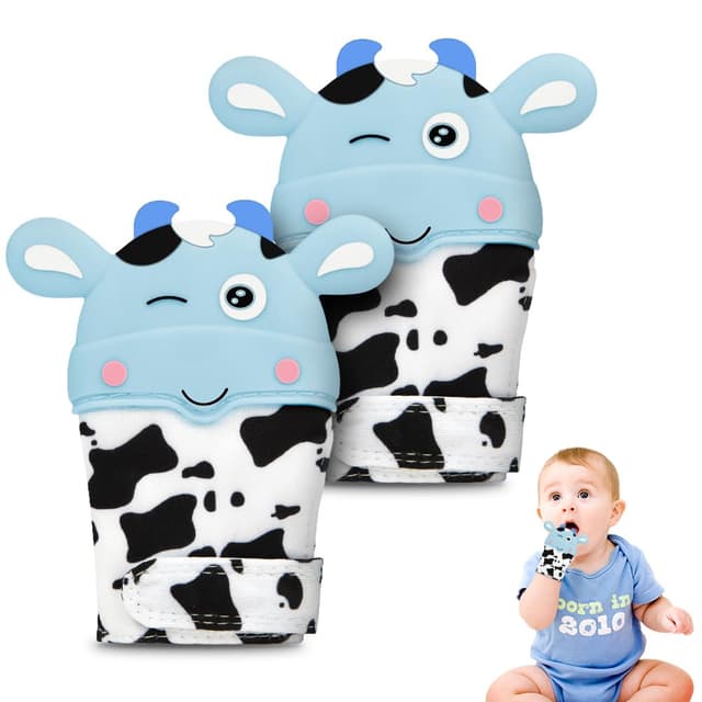 👶🦷 HOTUT Baby Beißhandschuhe - 2er Set Beißringe & Spielzeug 🦒🐘