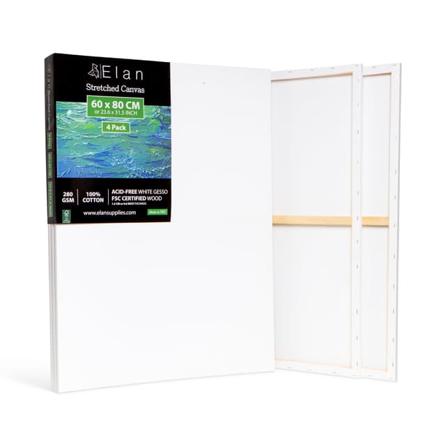 Elan Keilrahmen Leinwand 60x80 4er Set 🎨🖼️ 100% Baumwolle zum Bemalen Groß