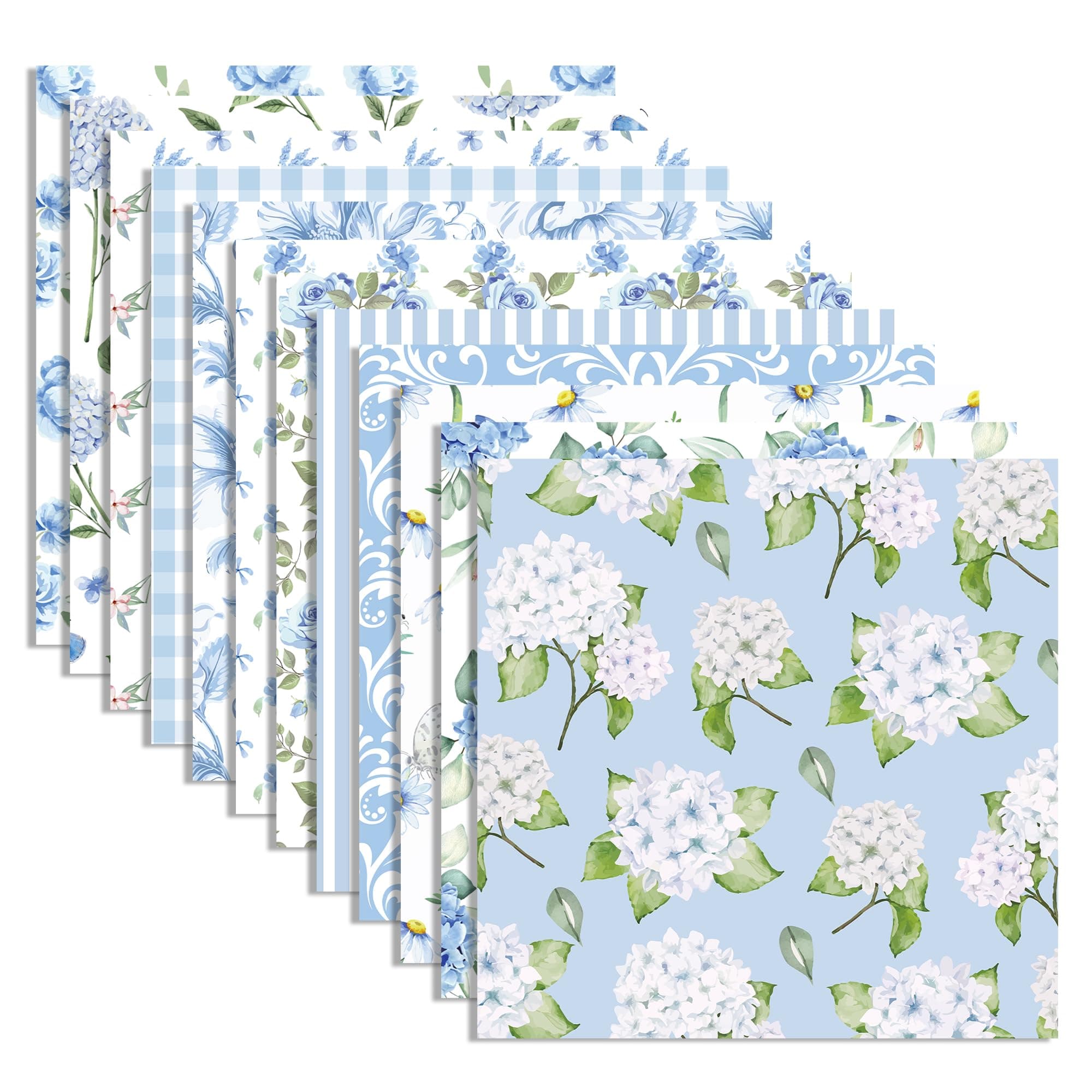 🌺 24 Blatt Hortensienblume Muster Scrapbook Papier, 12x12 Inch - Vorteilspaket