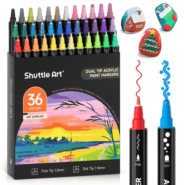 Shuttle Art Acrylstifte für Steine wasserfest, 36 Farben 🎨