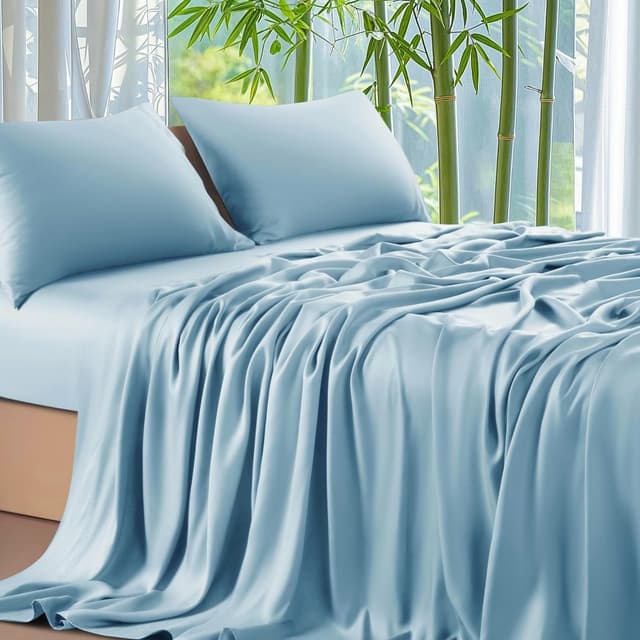 Gezu Bambus Lyocell Spannbettlaken 140x200cm Blau Hellblau 🎋