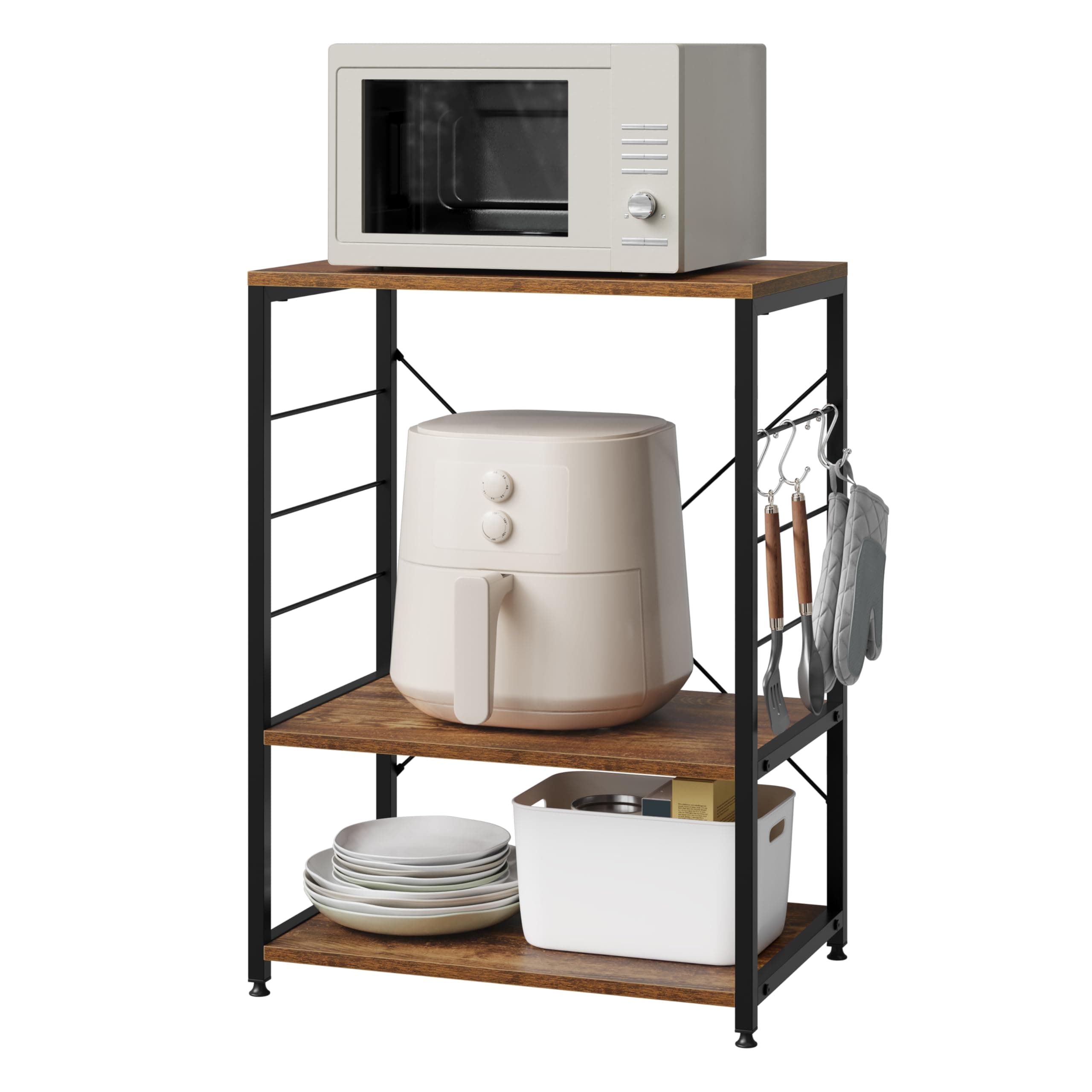 🌟 Super Deal! WOLTU Küchenregal mit Mikrowellenhalter, Vintagebraun 🌟