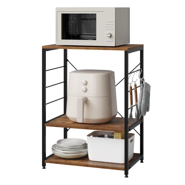 🌟 Super Deal! WOLTU Küchenregal mit Mikrowellenhalter, Vintagebraun 🌟