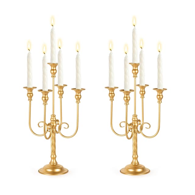🕯️🌟 50 cm Gold Kerzenhalter für Tische - 2 Stück Metall hoher Kerzenhalter 🌟🕯️