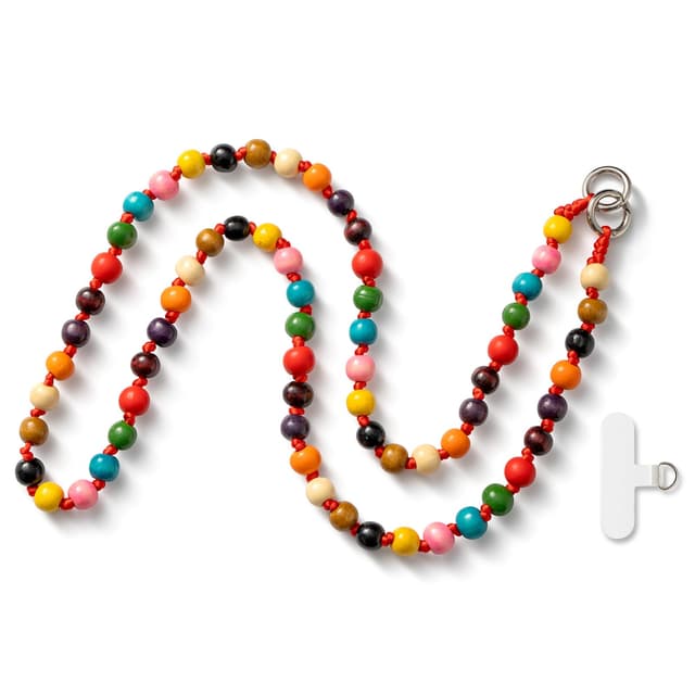 🌟 MORSUNBELA Holzperlen Handykette & Schlüsselband - 120cm - Farbig 🌈