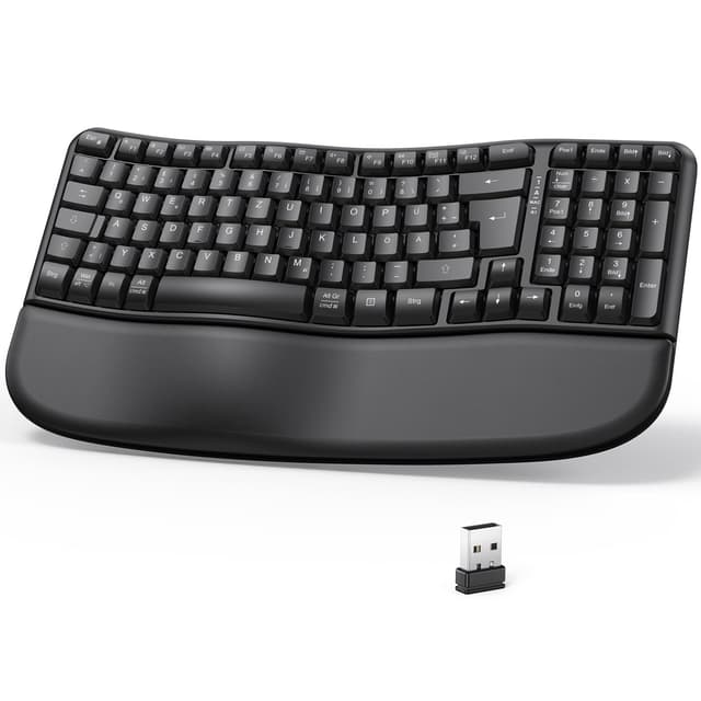 OMOTON kabellose ergonomische Tastatur – Wave Keys, 2.4G-USB Verbindung, Schwarz 🌟