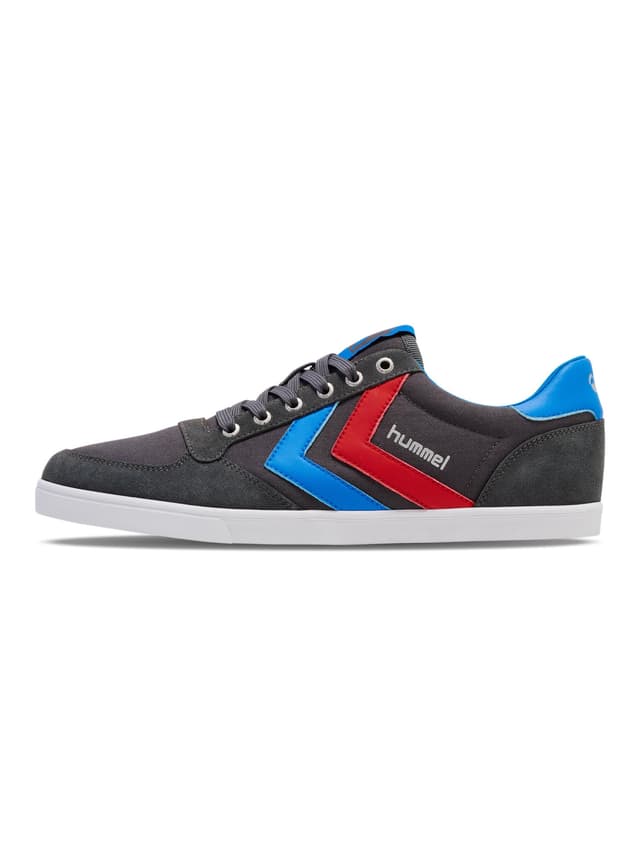 🔥 Mega Sale! Hummel Unisex Slimmer Stadil Low-Top 45 EU Castlerock Ribbonred Bril Blue