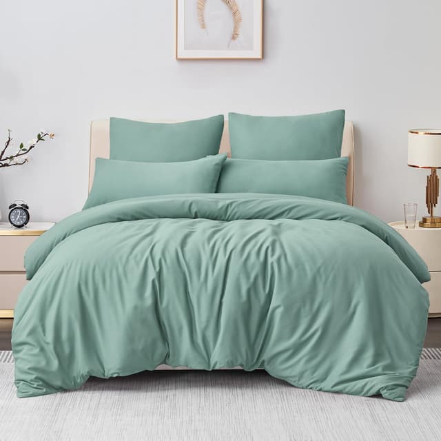 Aisbo Bettwäsche 200x220 3teilig Grün - Mikrofaser Bettwäsche-Sets Salbei Grün 🛏️