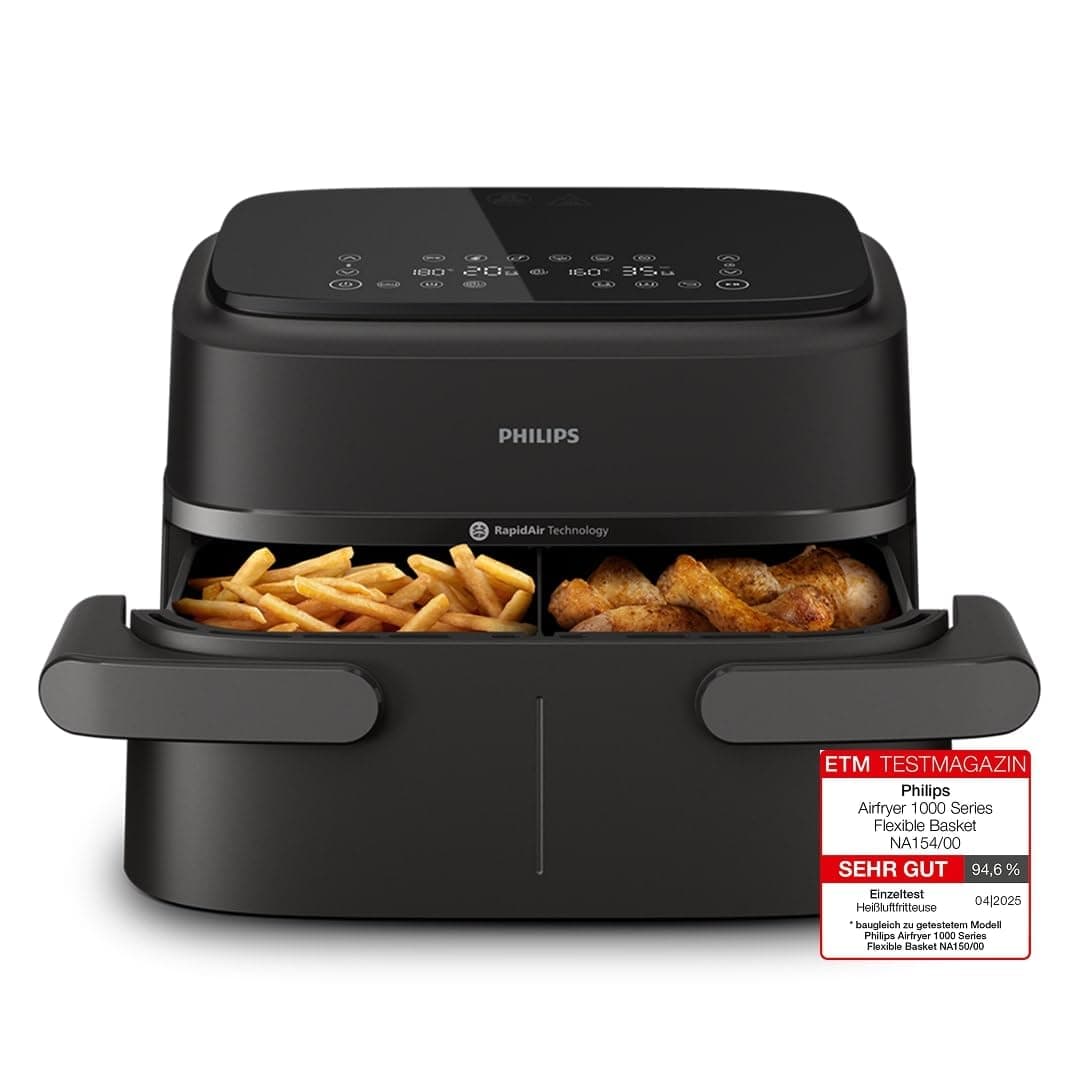 🔥 Philips Airfryer 1000 Series Flex Basket 7,1L Schwarz 10 Kochfunktionen
