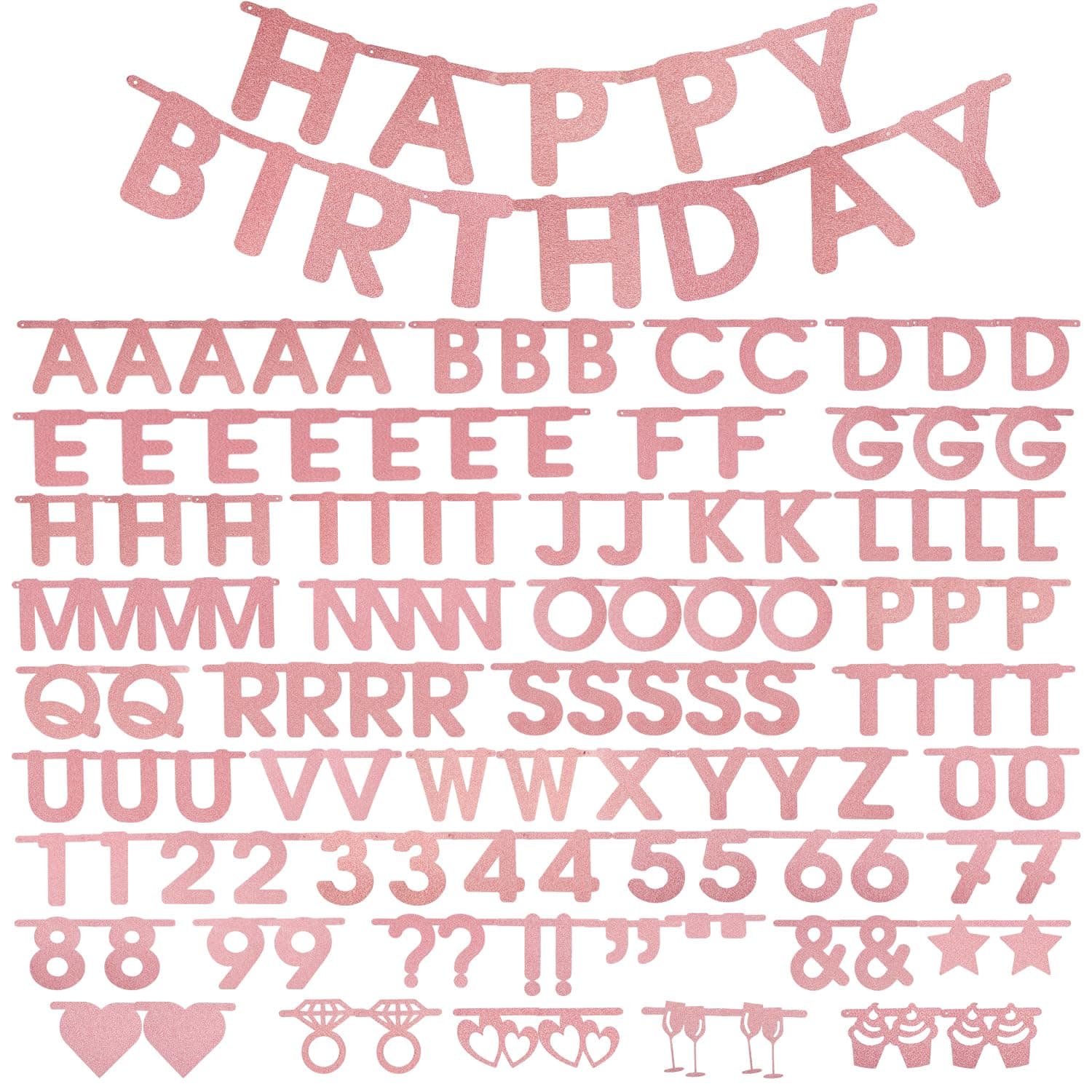 SUNBEAUTY Girlande Buchstaben Rosa Buchstaben Letter Banner DIY Girlande Selber Gestalten