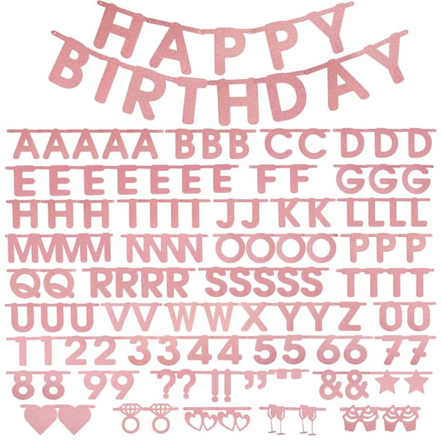 SUNBEAUTY Girlande Buchstaben Rosa Buchstaben Letter Banner DIY Girlande Selber Gestalten