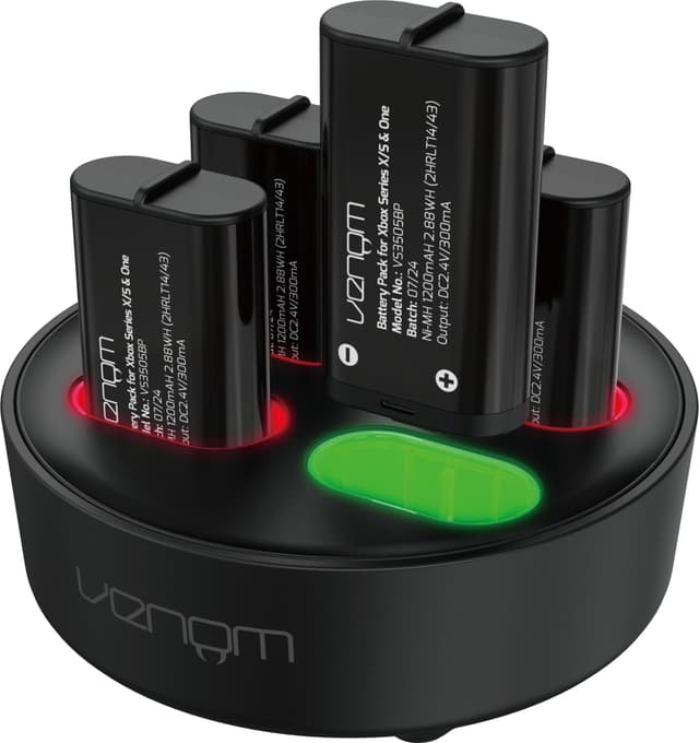 Venom Xbox-Akku 4er-Pack mit Ladestation – 2880 mWh / 1200 mAh (Xbox Series X & S/Xbox One)