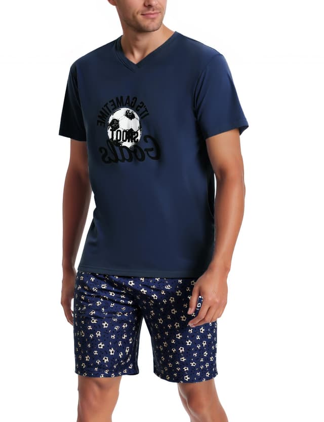 Fußball Pyjama Herren - Lustiger Schlafanzug für Fußballfans ⚽🌙