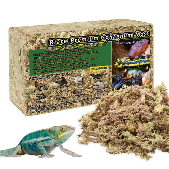 🦎🌿 Riare 400g Prämie Sphagnum Moss für Reptilien Natürlich Terrarienmoos Ziegel