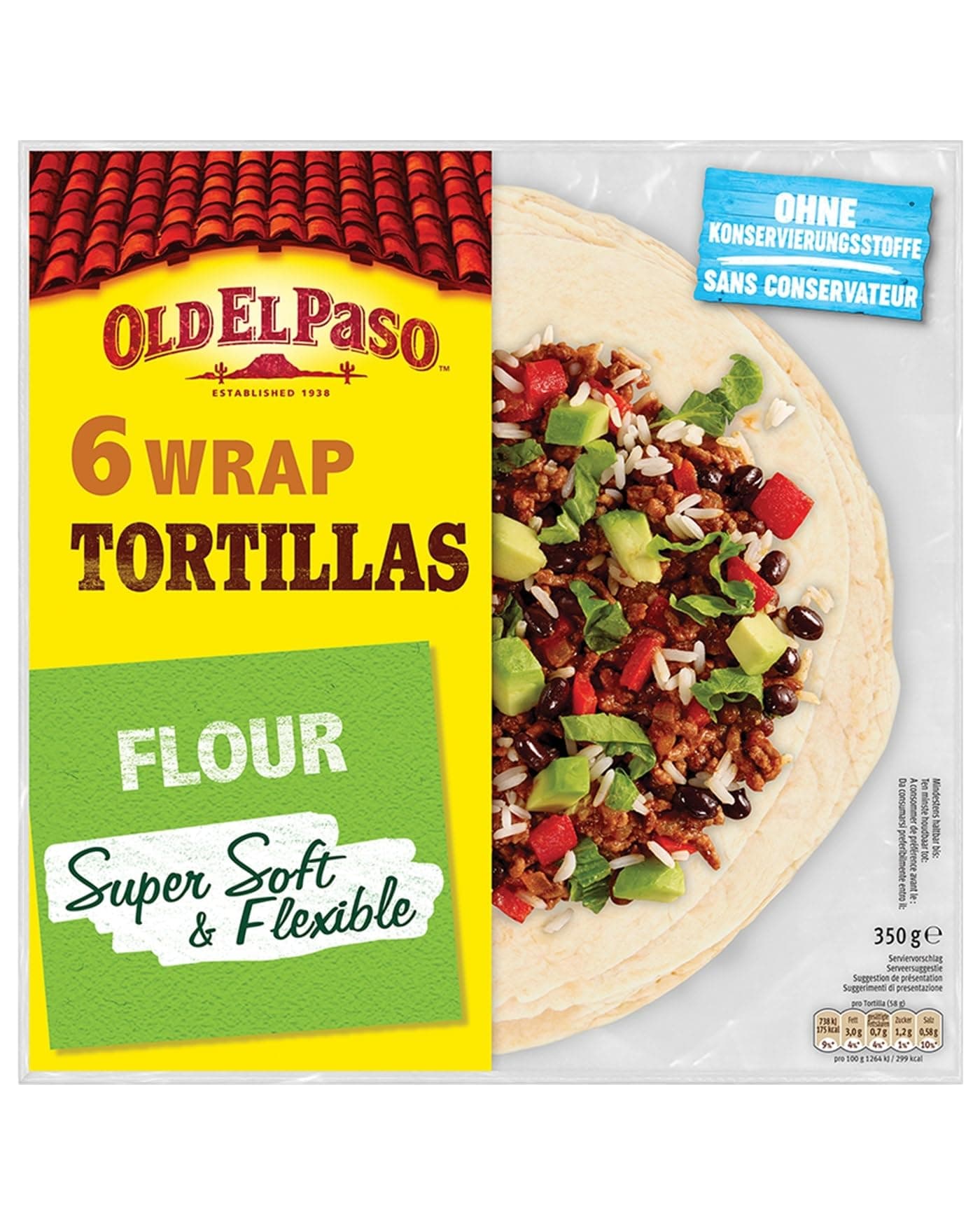 Old El Paso Tortilla Wraps - Mexikanische Wraps aus Weizen - 1 x 350 g Tortillas, Wraps 350 g (1er Pack) 🌮🇲🇽