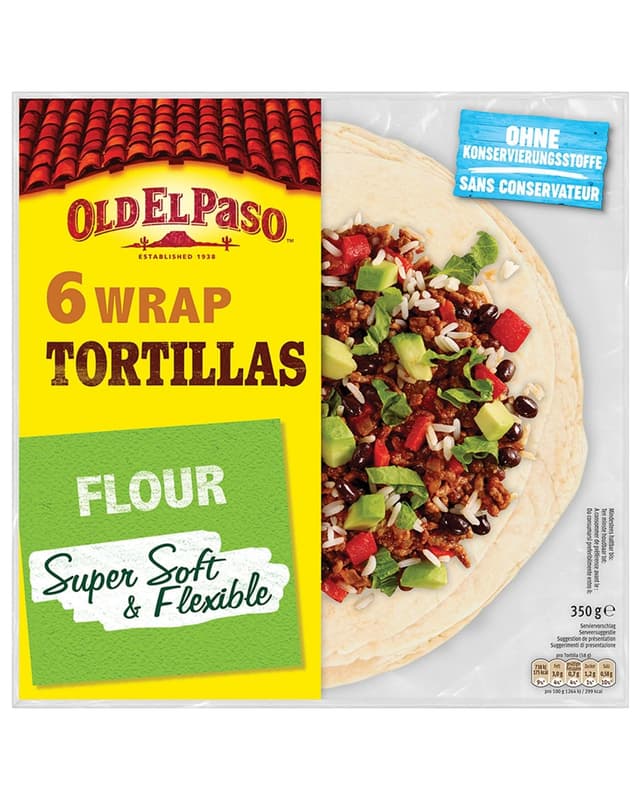 Old El Paso Tortilla Wraps - Mexikanische Wraps aus Weizen - 1 x 350 g Tortillas, Wraps 350 g (1er Pack) 🌮🇲🇽