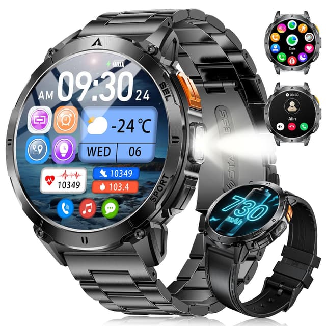 LIGE Smartwatch Herren mit LED-Licht/Anrufe 🌟 1,62'' AMOLED Display ⌚ 119 Sportmodi 🏋️‍♂️ 24/7 Herzfrequenz Fitnessuhr