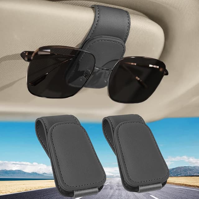 🕶️ Todoxi Brillenhalter für Auto, 2 STK Magnet Sonnenbrillenhalter Auto Sonnenblende Universal Leder Auto Brillenhalter 🚗