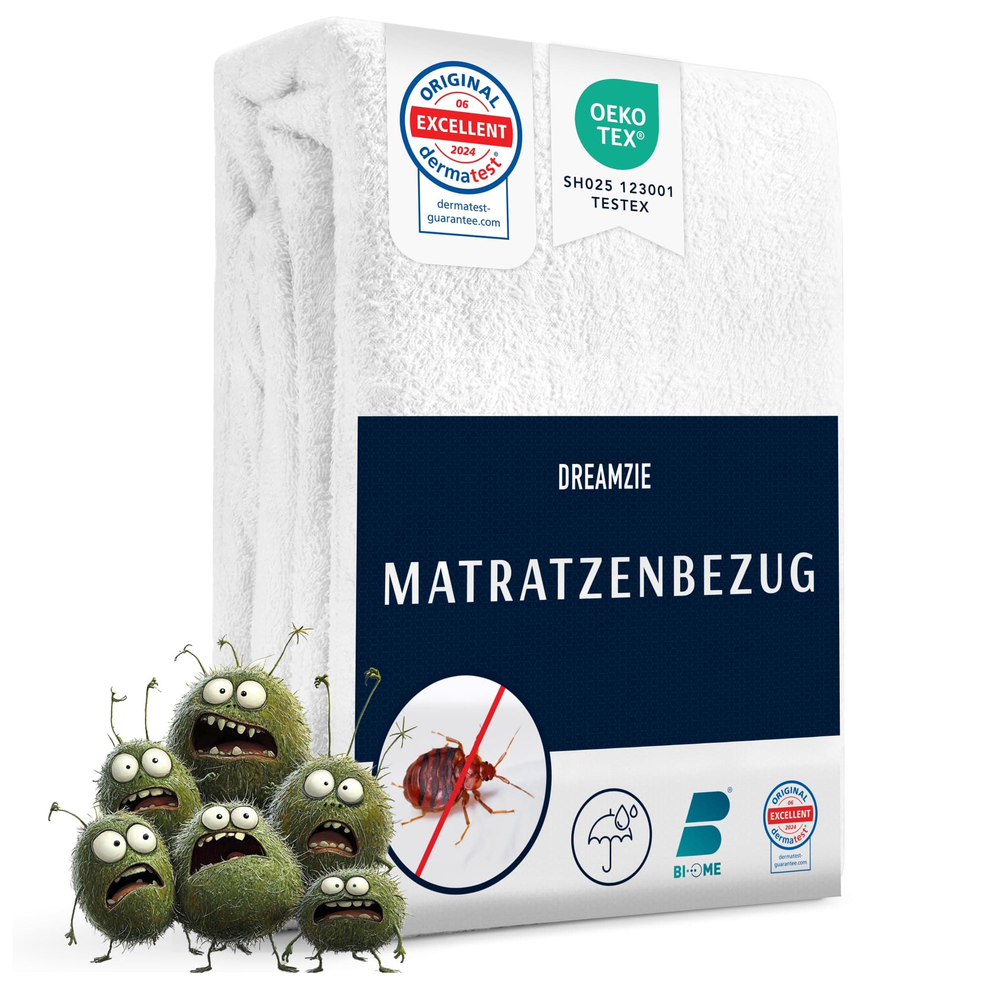 Dreamzie Matratzenbezug 90 x 200 (25cm) gegen Milben und Bettwanzen 😴🐜 - Matratzenschoner 90x200 für Allergiker 🛏️🤧