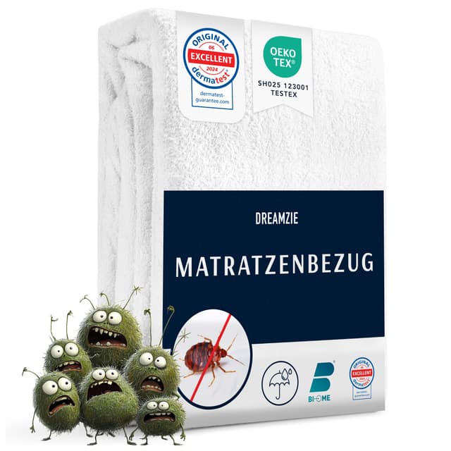 Dreamzie Matratzenbezug 90 x 200 (25cm) gegen Milben und Bettwanzen 😴🐜 - Matratzenschoner 90x200 für Allergiker 🛏️🤧