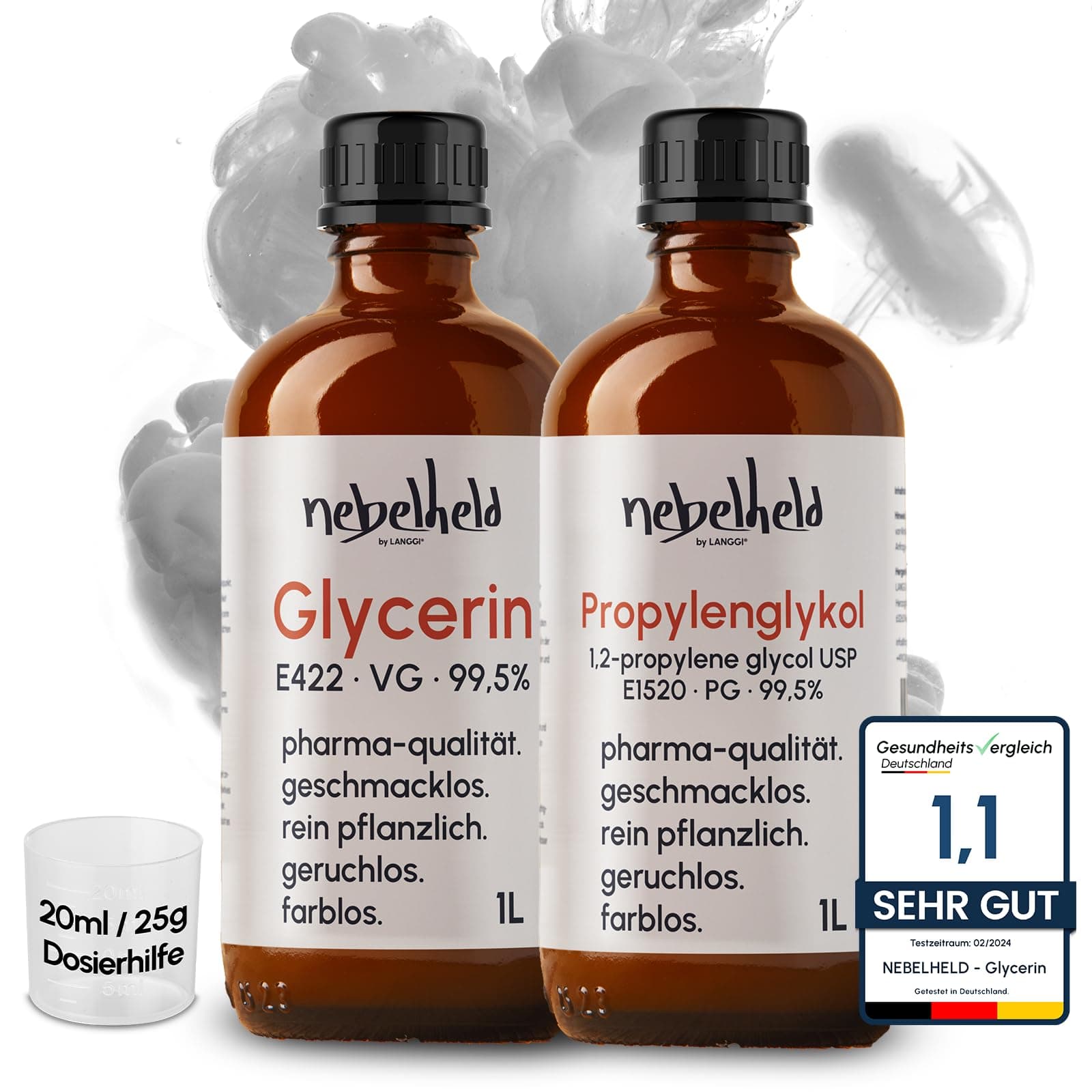 Liquid Base 50 50 | 2 x 1000 ml | PG VG | Glycerin & Propylenglycol | 🚀 NebelHeld | MADE IN GERMANY