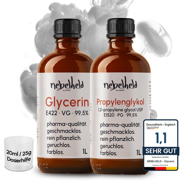 Liquid Base 50 50 | 2 x 1000 ml | PG VG | Glycerin & Propylenglycol | 🚀 NebelHeld | MADE IN GERMANY