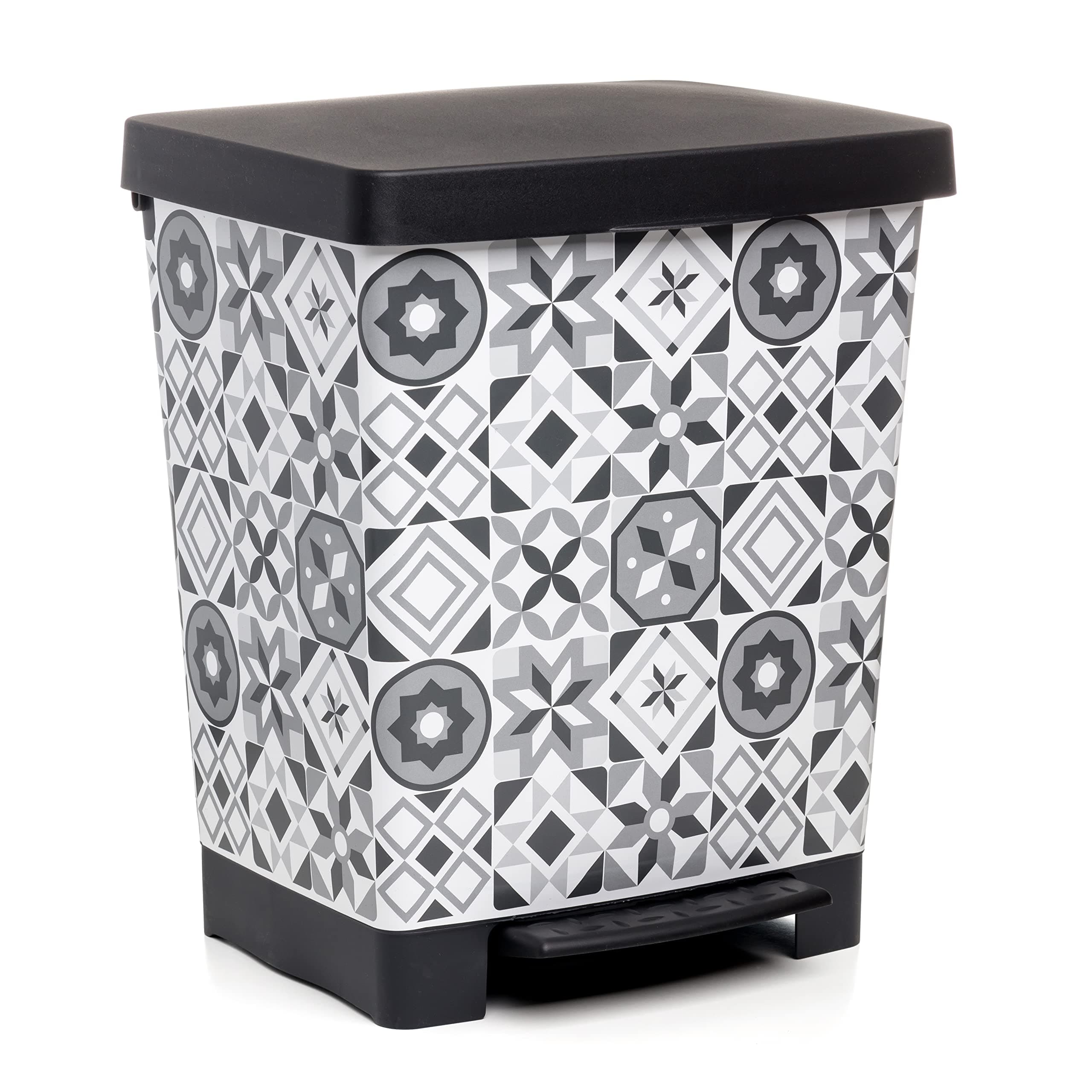 TATAY Cubik Deco Mülleimer mit Pedal 21L 🗑️ | BPA-freier Kunststoff | Hydraulisch | 33,5x30x39 cm
