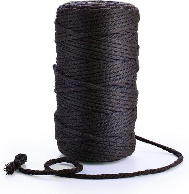 🌿 Makramee Garn, 4mm x 100m Schwarz Macrame Cord Makramee Schnur 🌿