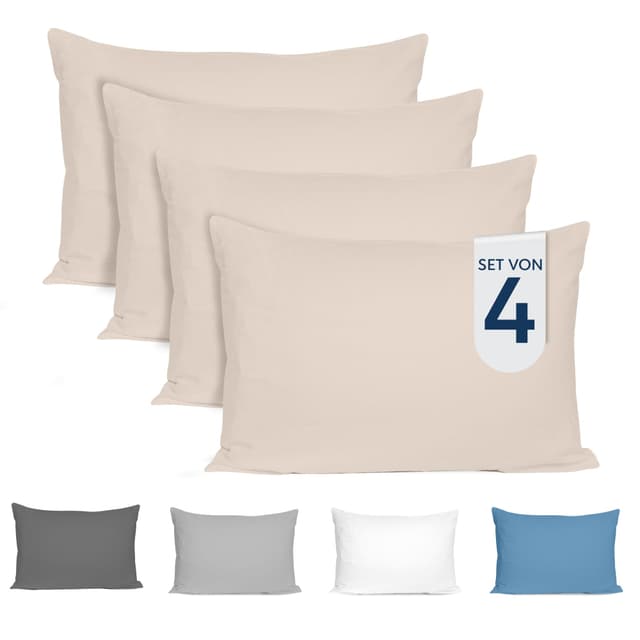 Dreamzie Kissenbezug 40x80 (4er Set) - 100% Jersey Baumwolle 150 g/qm Kissenbezüge 😴🌟