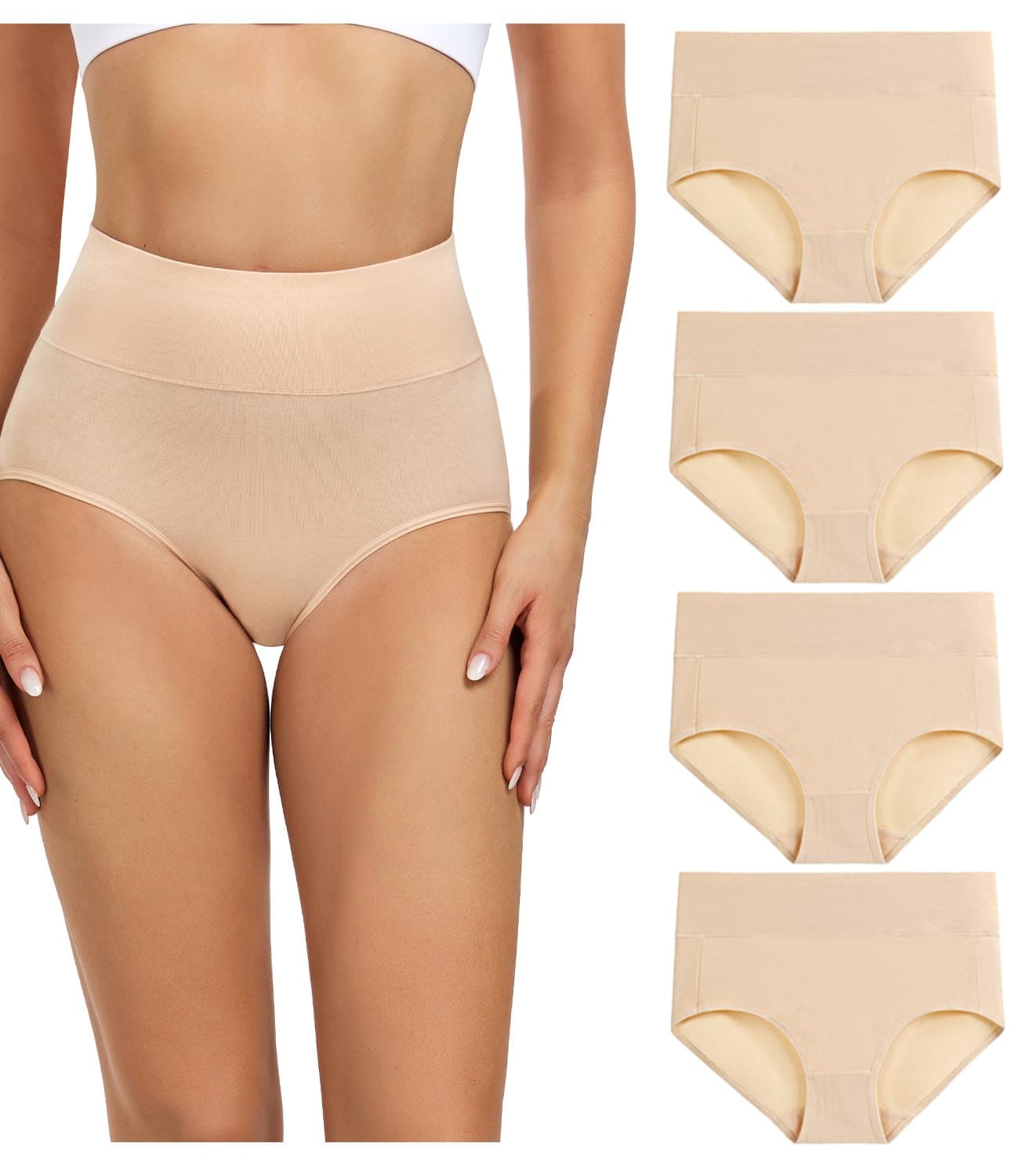 🌟 Wirarpa Damen Baumwolle Hohe Taille Slips 4er Pack 🌟