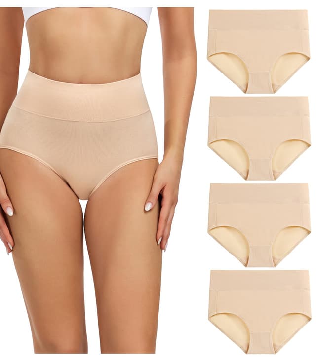 🌟 Wirarpa Damen Baumwolle Hohe Taille Slips 4er Pack 🌟