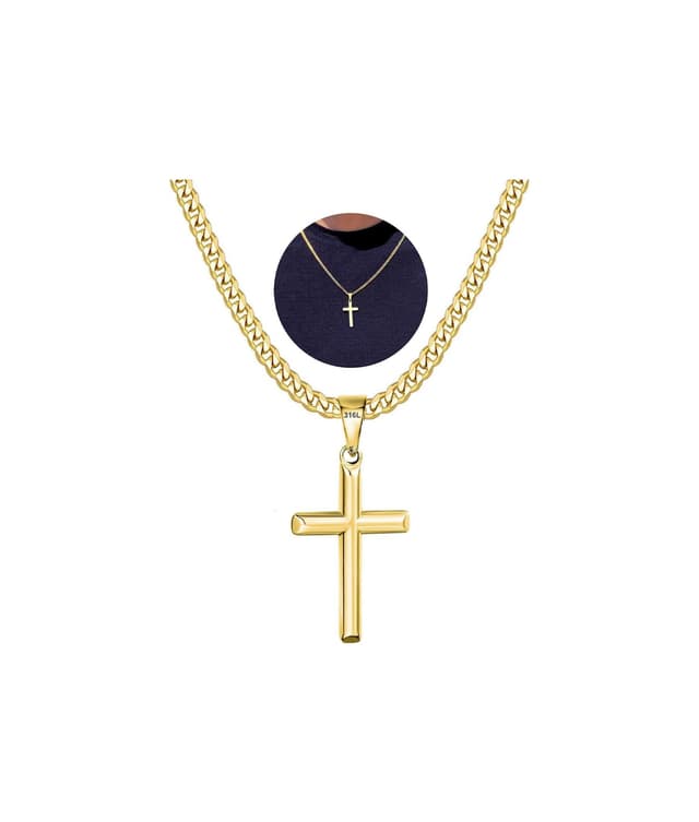 🔥 Esrael 316L Edelstahl Kreuz Kette Halskette für Männer Jungen 🎁