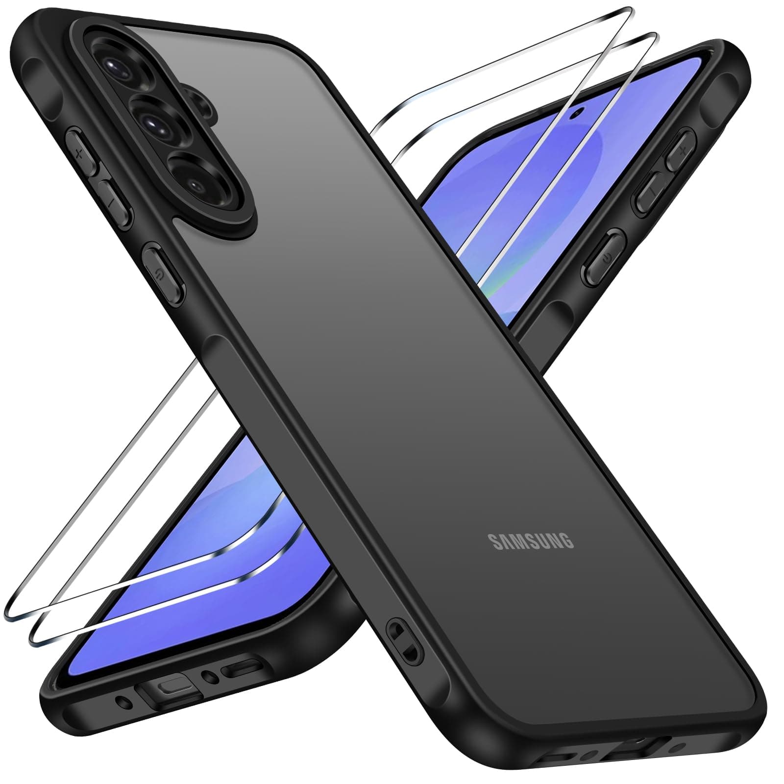 📱 iVoler Hülle für Samsung Galaxy A36 5G mit 2 Stück Panzer Schutz Glas - Schwarz