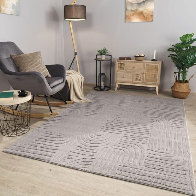 🌟TT Home Wohnzimmer Teppich🌟 80x150 cm Grau Silber - Riesige Ersparnis!