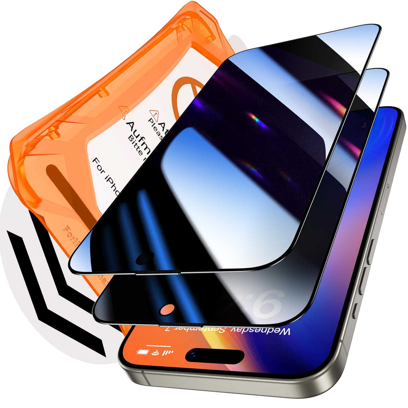 📱 Uyiton für iPhone 15 Pro Max Panzerglas Sichtschutz - 28° Privacy Folie 9H TOP Härte Schutzglas