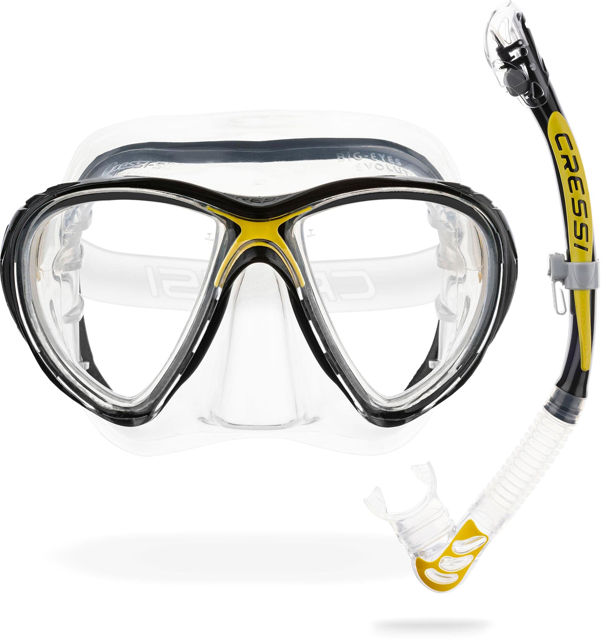 🌊🤿 CRESSI Big Eyes Evolution Maske & Alpha Ultra Dry Schnorchel – Schnorchelset Erwachsene zum Schnorcheln und Tauchen 🐠🏊