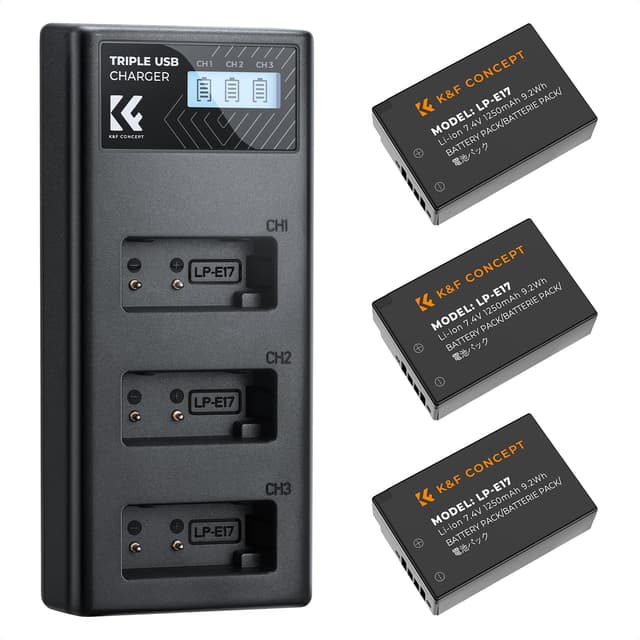 K&F Concept 3er-Pack LP-E17 1250mAh Akku und Ladegerät 📷🔋