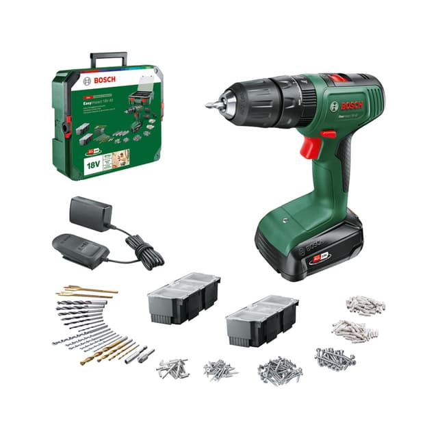 🔧🔨 Bosch Akku Schlagbohrschrauber EasyImpact 18V-40 | 40 Nm | 13 mm Bohrfutter | 1x 1.5 Ah Akku | Zubehör-Set