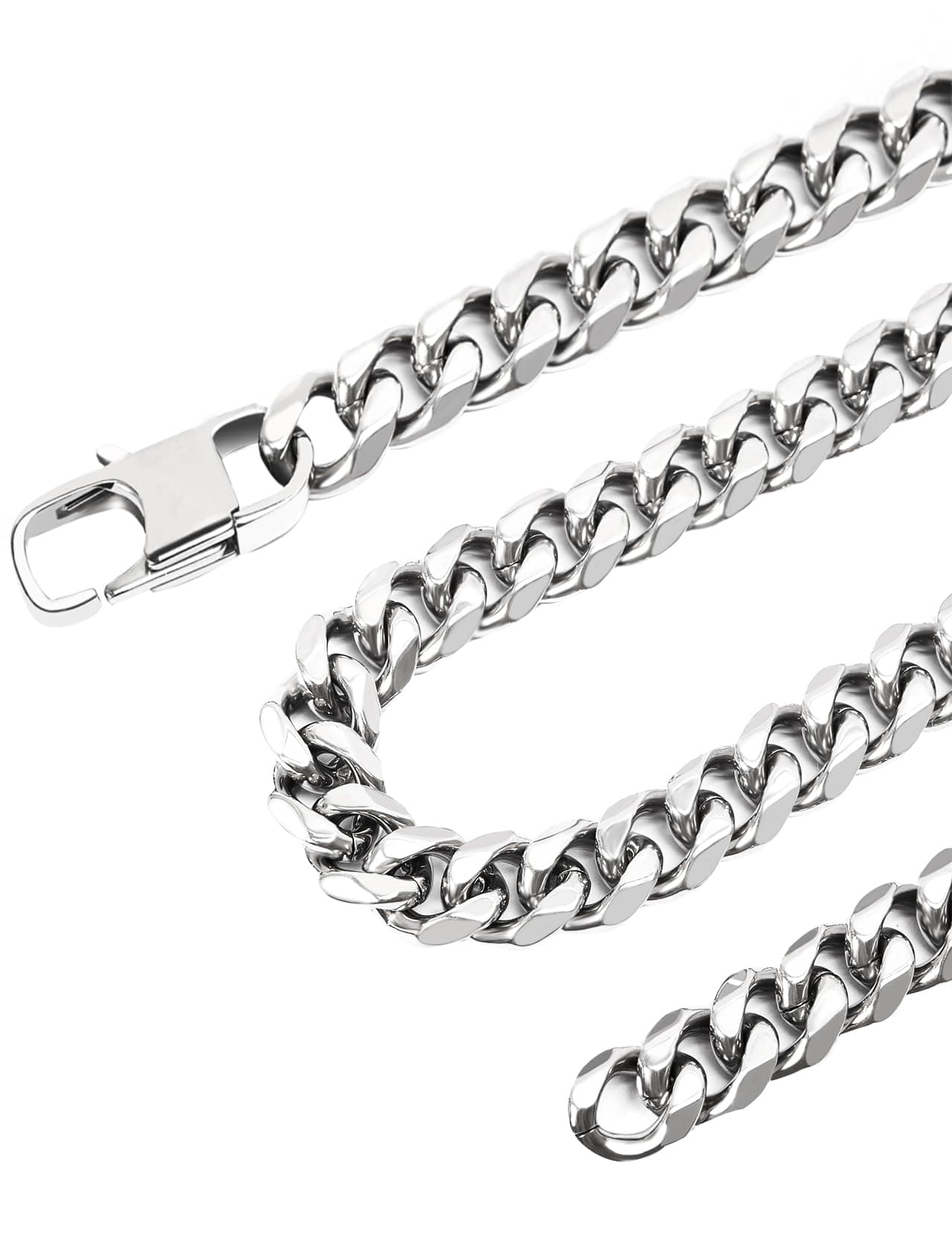 Inscca Halskette Herren Silber Ketten für Herren Edelstahl Kubanische Kette für Jungs 🌟 Panzerkette Damen 🎩 3/6/9/12mm Dünn/Massiv Chirurgenstahl 316L Edelstahlkette Hip-Hop 45/50/55/60/65/70/75 cm